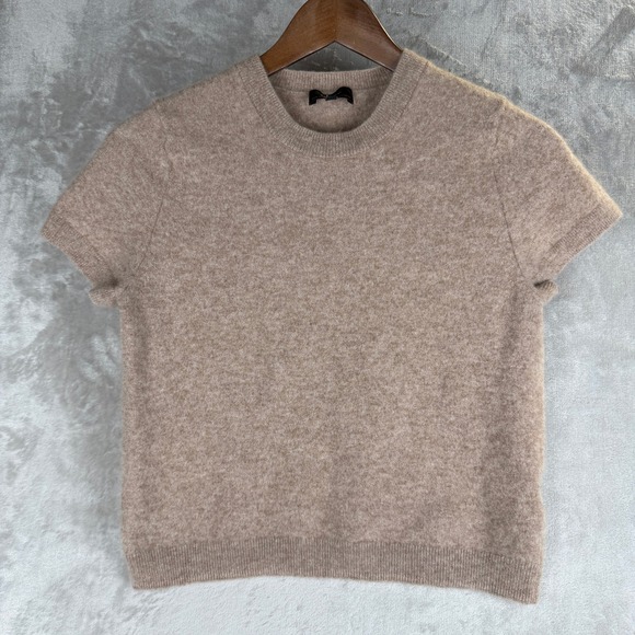 Quince Sweaters - Quince Short Sleeve Crewneck Sweater in Light Taupe